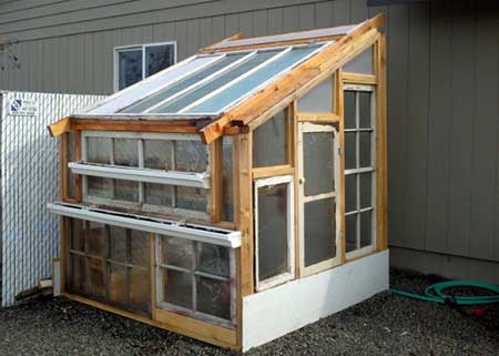 再生木材和窗户温室