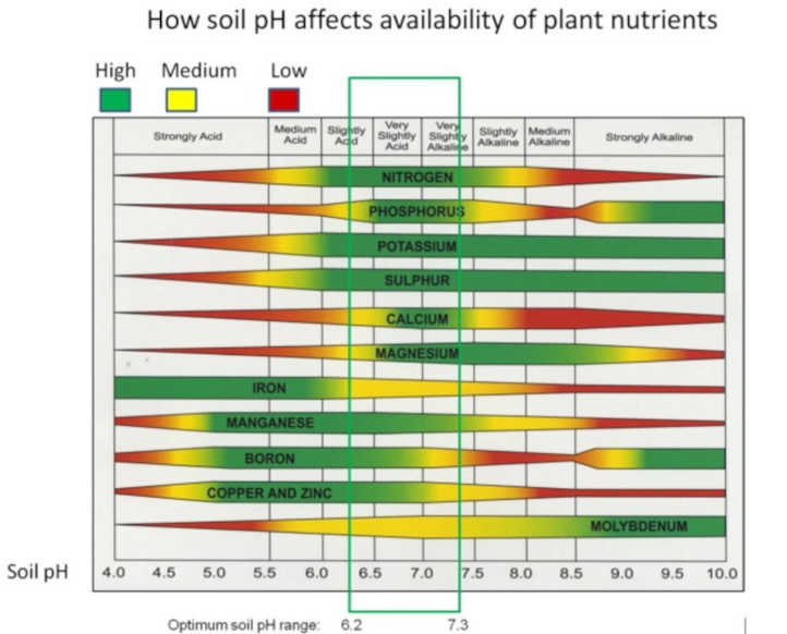 土壤pH值及其对植物养分影响的直观参考